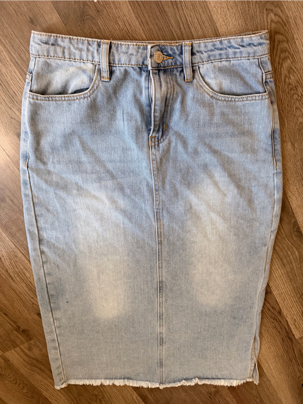 Forever 21 Light Blue Denim Midi Skirt